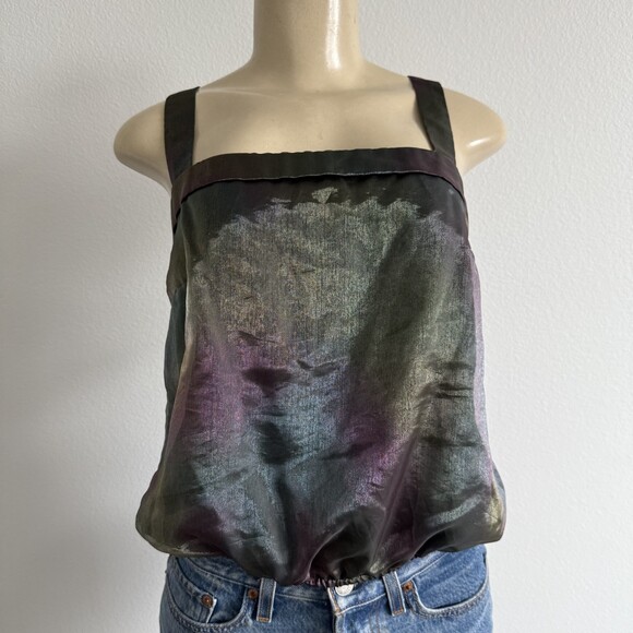 Unbranded Tops - VTG 90s Grunge Iridescent Sheer Overlay Cami Top Goblincore Fairycore Whimsigoth